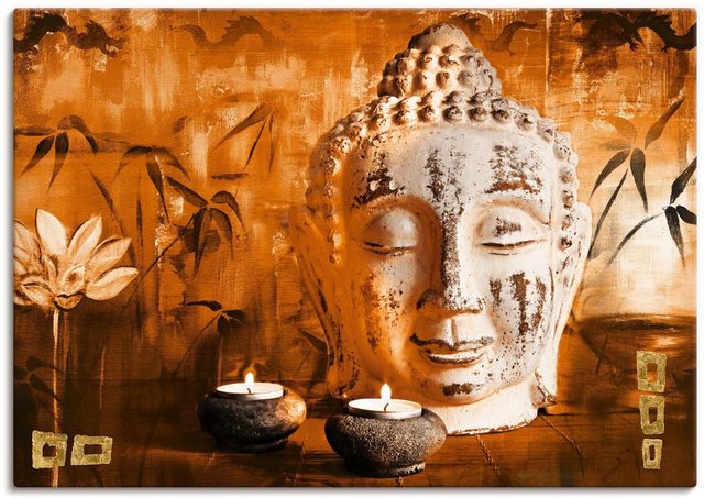 Artland Wandbild »Buddha mit Kerzen«, Religion (1 Stück), in vielen Größen & Produktarten -Leinwandbild, Poster, Wandaufkleber / Wandtattoo auch für Badezimmer geeignet-Bilder-Inspirationen