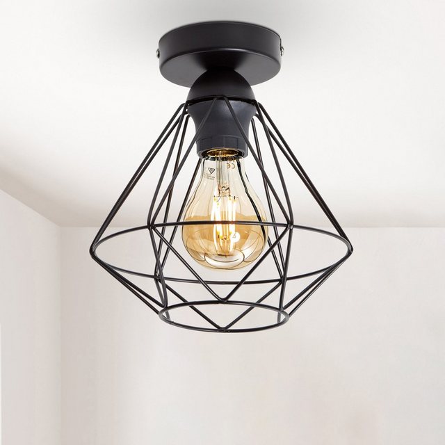 B.K.Licht Deckenleuchte, LED Deckenlampe schwarz Metall Draht Vintage Industrielampe Retroleuchte E27 Käfig-Lampen-Inspirationen