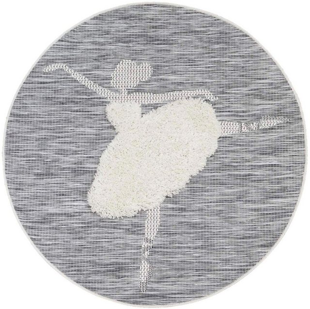 Kinderteppich »NAVAJO - Ballerina«, Primaflor-Ideen in Textil, rund, Höhe 35 mm, Hoch-Tief-Effekt, Motiv Ballerina, Kinderzimmer-Teppiche-Inspirationen