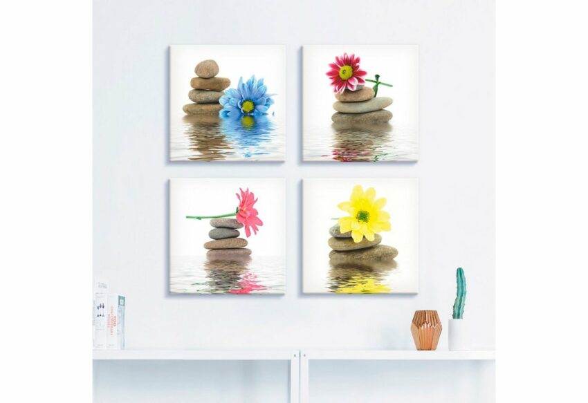 Artland Leinwandbild »Zen Therapie-Steine mit Blumen«, Zen (4 Stück)-Bilder-Ideen für dein Zuhause von Home Trends