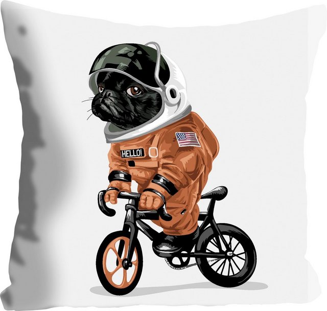 Kissenhülle »Spacedog«, queence (1 Stück), mit einem fahrradfahrenden Astronauten-Hund-Kissen-Inspirationen