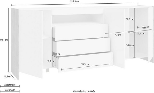 FORTE Sideboard »Botan«, Breite 216 cm-Sideboards-Inspirationen