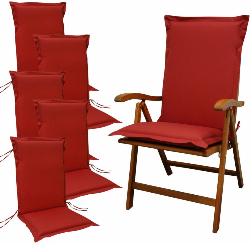 indoba Hochlehnerauflage »Premium«, (6 St), extra dick - Rot- IND-70432-AUHL-6-Auflagen-Ideen für dein Zuhause von Home Trends