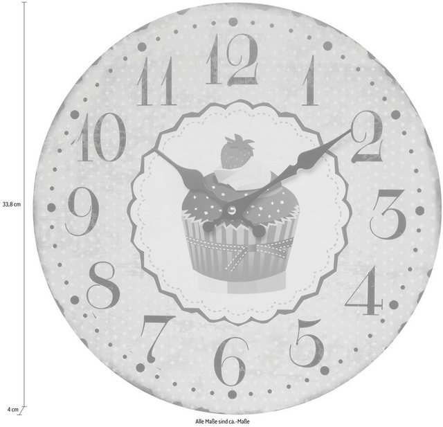 Myflair Möbel & Accessoires Wanduhr »Cupcake, beige« (rund, Ø 33,8 cm, Shabby Optik, dekorativ in Küche & Wohnzimmer)-Uhren-Inspirationen