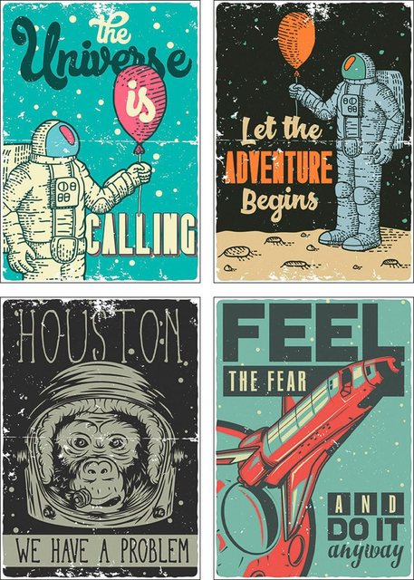 Artland Poster »Das Universum ruft Space Shuttle«, Sprüche & Texte (4 Stück), Poster, Wandbild, Bild, Wandposter-Bilder-Inspirationen