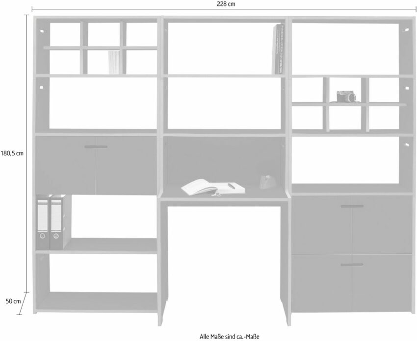 Tojo Büro-Set »schreib & hochstapler Wand-Set«, (Set, 19-St), in zwei Farben, mit integriertem Arbeitsplatz, Breite/Höhe228/180,5 cm-Büromöbel-Sets-Ideen für dein Zuhause von Home Trends