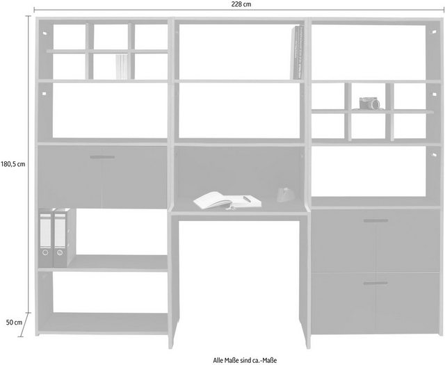 Tojo Büro-Set »schreib & hochstapler Wand-Set«, (Set, 19-St), in zwei Farben, mit integriertem Arbeitsplatz, Breite/Höhe228/180,5 cm-Büromöbel-Sets-Inspirationen