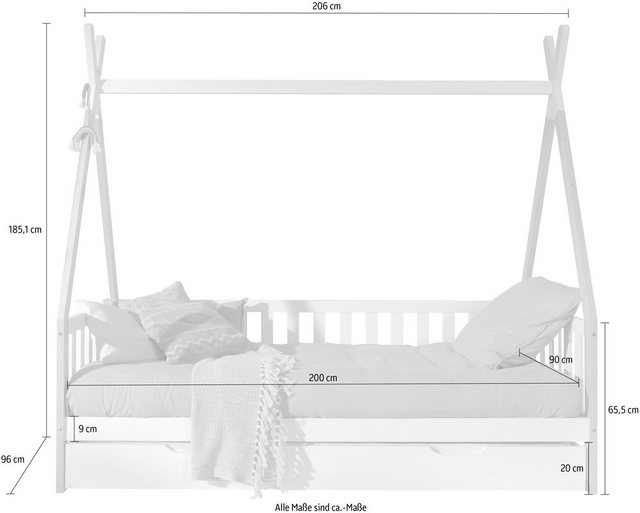 Vipack Kinderbett »Tipi«, mit Rolllattenrost, wahlweise mit Schublade-Betten-Inspirationen