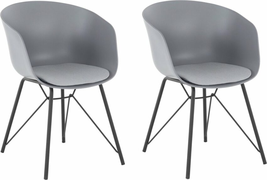 INOSIGN Armlehnstuhl »Edith« (Set, 2 Stück), Kunststoffschale mit Sitzkissen in Webstoff bezogen, schwarzes Metallgestell-Stühle-Ideen für dein Zuhause von Home Trends
