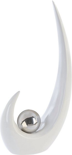 GILDE Dekoobjekt »Skulptur Move, weiß/silber« (1 Stück), Höhe 48 cm, aus Keramik, Wohnzimmer-Deko-Objekte-Inspirationen