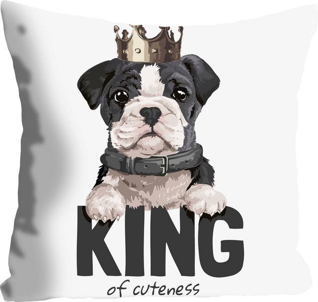 Kissenhülle »KING OF CUTENESS«, queence (1 Stück), mit einem Hund mit Krone-Kissen-Inspirationen