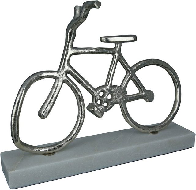 GILDE Dekofigur »Fahrrad auf Base, silber« (1 Stück), Dekoobjekt, aus Metall, Höhe 28 cm, Wohnzimmer-Figuren-Inspirationen