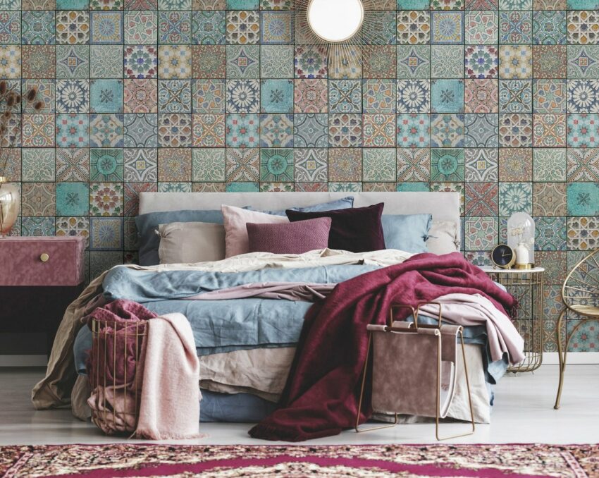 Architects Paper Fototapete »Tiles Oriental«, (Set, 4 St), mediterrane Fliesen, Vlies, glatt-Tapeten-Ideen für dein Zuhause von Home Trends
