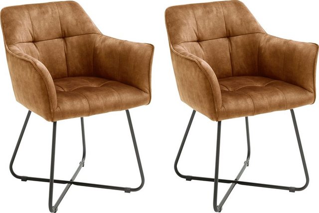 MCA furniture Esszimmerstuhl »Panama« (Set, 2 Stück), Vintage Veloursoptik mit Keder, Stuhl belastbar bis 120 Kg-Stühle-Inspirationen