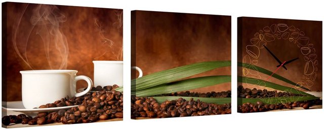 Conni Oberkircher´s Bild mit Uhr »Coffe Time - Kaffee Zeit«, Kaffee (Set), mit dekorativer Uhr, Kaffetassen, Küche-Bilder-Inspirationen