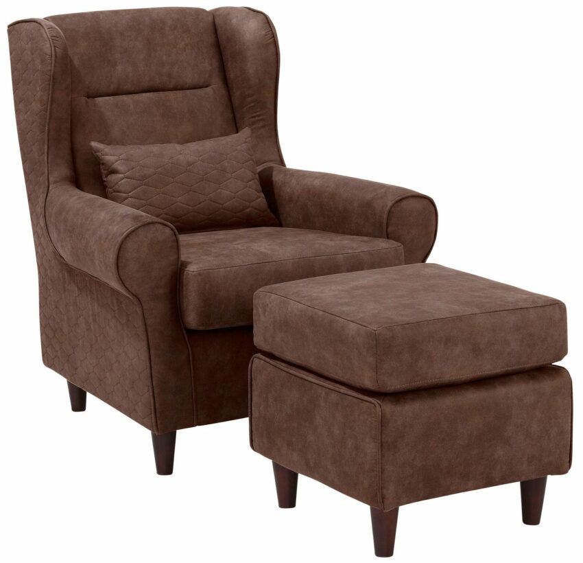 Home affaire Ohrensessel »Eric«, inklusive Hocker in Karostoff oder Luxusmicrofaser Vintageoptik-Sessel-Ideen für dein Zuhause von Home Trends