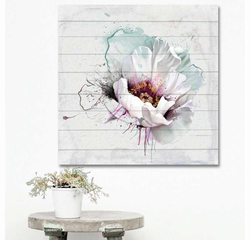queence Holzbild »Verwaschene Blüte«, 40x40 cm-Bilder-Ideen für dein Zuhause von Home Trends
