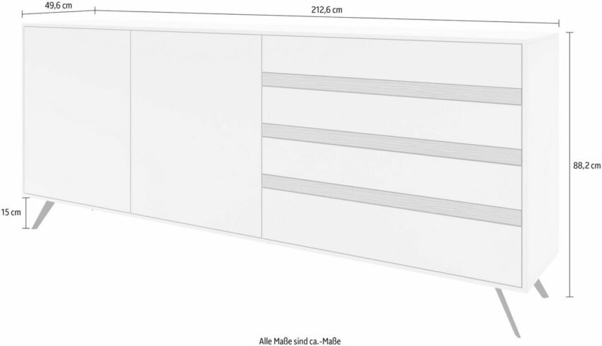 GWINNER Sideboard »CALEA«, mit Akzentstreifen, Breite 212,6 cm-Sideboards-Ideen für dein Zuhause von Home Trends