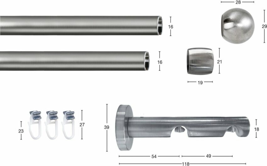 Gardinenstange »Kugel«, GARESA, Ø 1,6 mm, 2-läufig, Wunschmaßlänge, Innenlauf-Gardinenstangen-Ideen für dein Zuhause von Home Trends