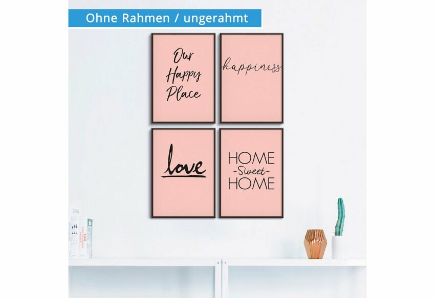 Artland Poster »Ort Glück Liebe Home sweet Home«, Sprüche & Texte (4 Stück), Poster, Wandbild, Bild, Wandposter-Bilder-Ideen für dein Zuhause von Home Trends