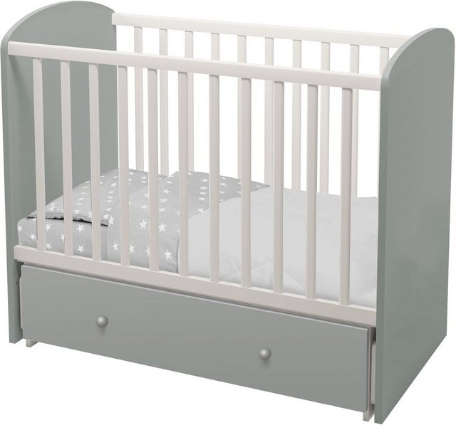 Polini kids Babybett »Sky 745, Weiß-Grau«, mit Bettschubkasten und Schaukelfunktion-Betten-Inspirationen