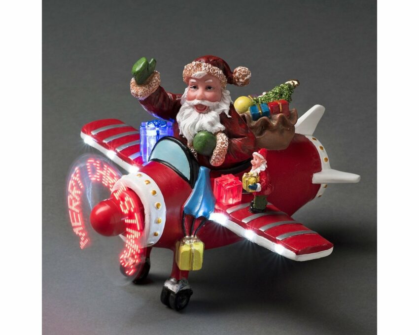 KONSTSMIDE LED-Dekofigur (1 Stück), LED Szenerie Weihnachtsmann im Flugzeug, mit Animation-Figuren-Ideen für dein Zuhause von Home Trends