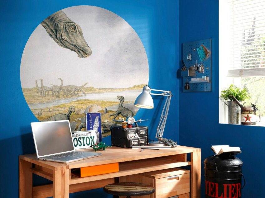 Komar Fototapete »Young Titanosaurs«, glatt, bedruckt, Comic, Retro, mehrfarbig, BxH: 128x128 cm, selbstklebend-Tapeten-Ideen für dein Zuhause von Home Trends
