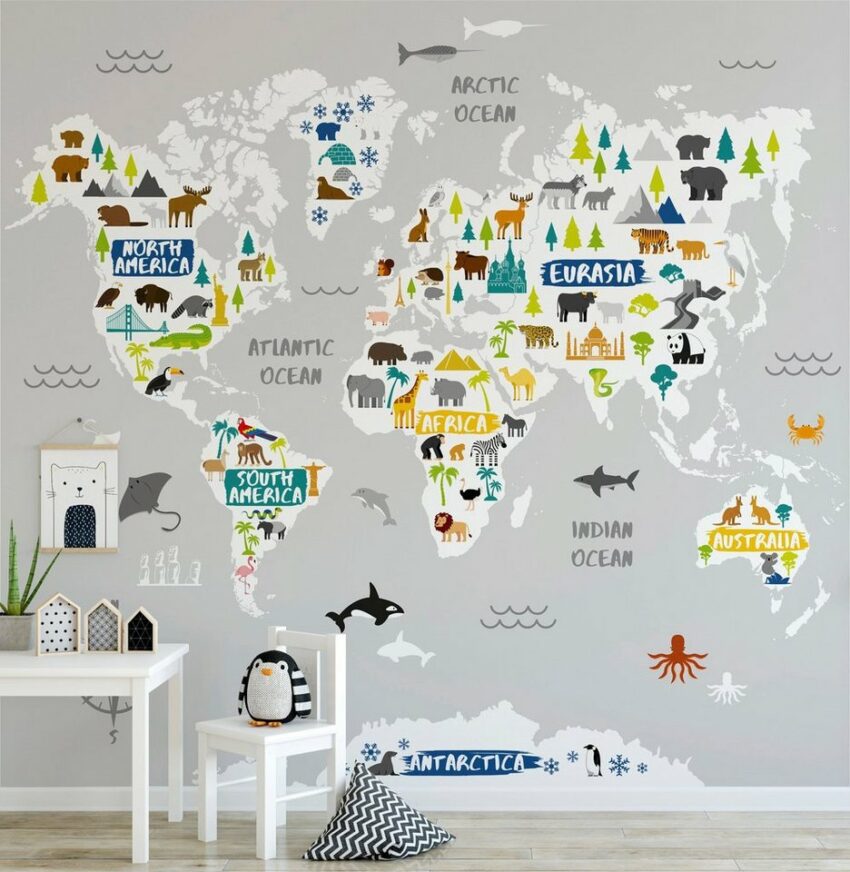 Art for the home Fototapete »Weltkarte«, (1 St), Mehrfarbig - 300x280cm-Tapeten-Ideen für dein Zuhause von Home Trends