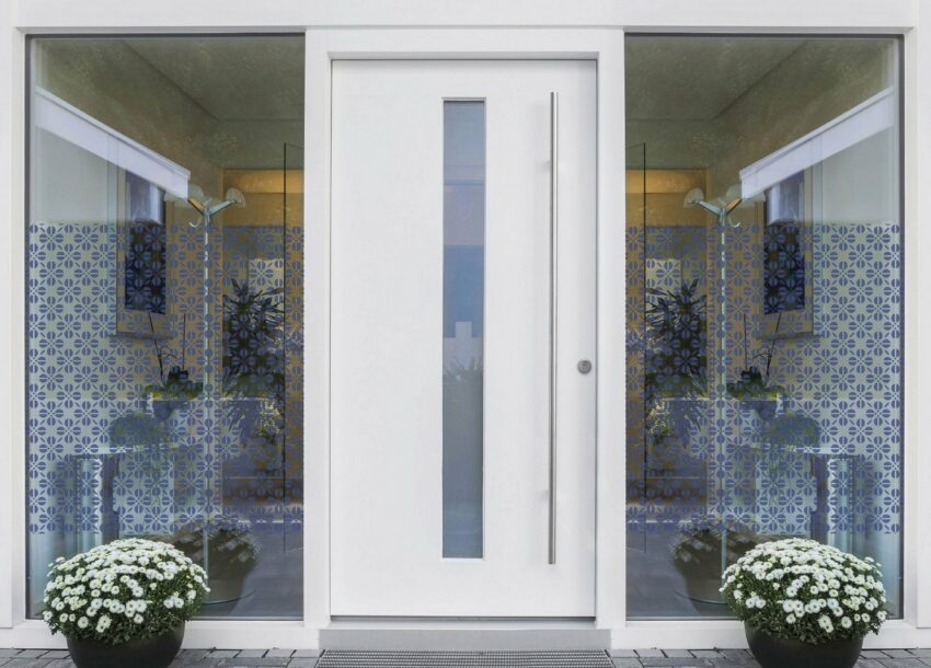 Fensterfolie »Look Grafik Blumenmuster blau«, MySpotti, halbtransparent, glatt, 60 x 100 cm, statisch haftend-Fensterfolien-Ideen für dein Zuhause von Home Trends