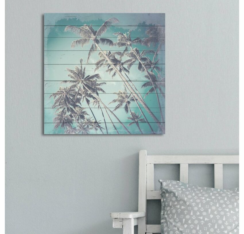 queence Holzbild »Palmen Himmel«, 40x40 cm-Bilder-Ideen für dein Zuhause von Home Trends