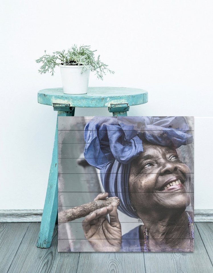 queence Holzbild »Glückliche Cubanerin«, 40x40 cm-Bilder-Ideen für dein Zuhause von Home Trends