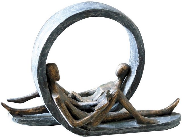 Casablanca by Gilde Dekofigur »Skulptur Auszeit« (1 Stück), Dekoobjekt, Höhe 22 cm, mit Spruchanhänger, Wohnzimmer-Figuren-Inspirationen