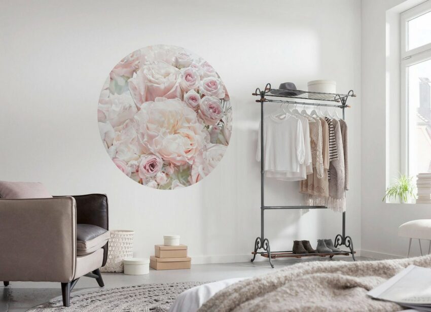 Komar Fototapete »Pink and Cream Roses«, glatt, Comic, botanisch, (Packung, 1 St), 125 x 125 cm-Tapeten-Ideen für dein Zuhause von Home Trends