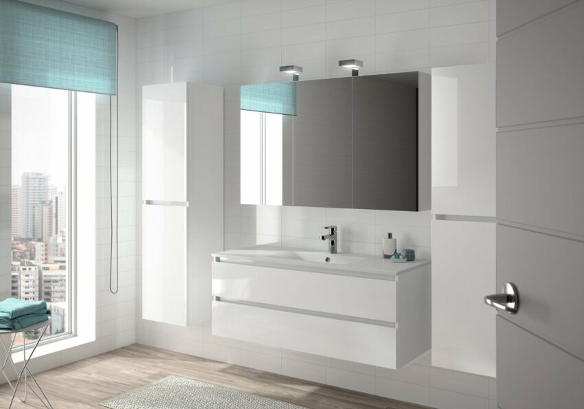 Allibert Badmöbel-Set »Alma«, (5-St), bestehend aus Waschplatz, Spiegelschrankmit 2 Aufsatzleuchten und 2 Hochschränken-Badmöbel-Sets-Ideen für dein Zuhause von Home Trends