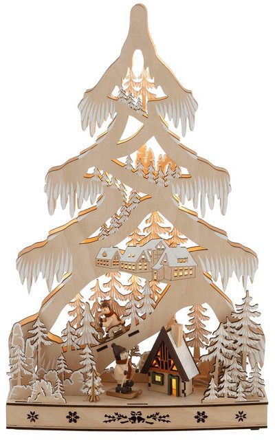 LED Baum »Schneelandschaft«, mit Hütte und Skifahrern, Höhe ca. 48 cm-Lampen-Inspirationen