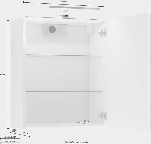 Homexperts Spiegelschrank »Salsa« Breite 50 cm, mit LED-Beleuchtung & Schalter-/Steckdosenbox-Schränke-Inspirationen