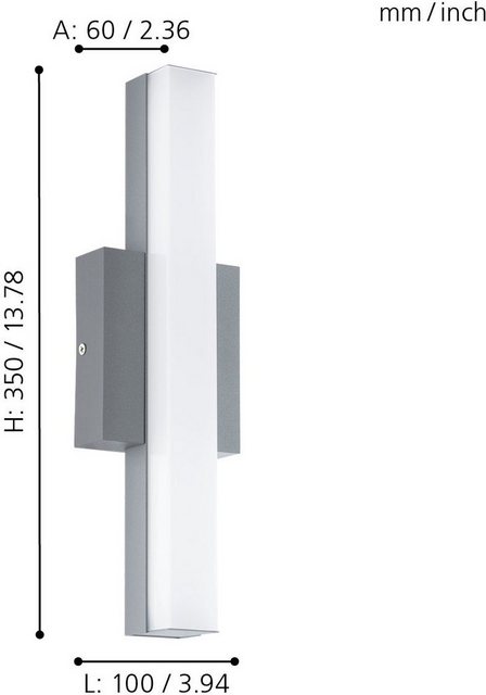 EGLO LED Außen-Wandleuchte »ACATE«, silber / L10 x H35 cm / inkl. 1 x LED-Platine (je 8W, 770lm, 3000K) / Außenlampe - IP44 spritzwassergeschützt - Wandlampe - Garten - Eingangsbereich - Lampe für Außenbereich - witterungsbeständig - Leuchte-Lampen-Inspirationen