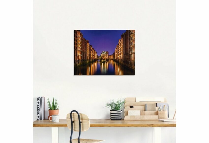 Artland Glasbild »Hamburg Speicherstadt bei Nacht«, Gebäude (1 Stück)-Bilder-Ideen für dein Zuhause von Home Trends
