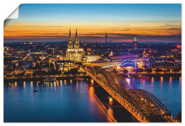 Artland Wandbild »Erleuchtetes Köln von oben«, Deutschland (1 Stück), in vielen Größen & Produktarten - Alubild / Outdoorbild für den Außenbereich, Leinwandbild, Poster, Wandaufkleber / Wandtattoo auch für Badezimmer geeignet-Bilder-Inspirationen