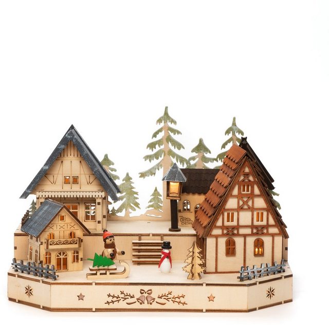 KONSTSMIDE Weihnachtsdorf, LED Holzsilhouette, Dorf mit Schneemann, Kind und Schlitten-Weihnachtsdörfer-Inspirationen