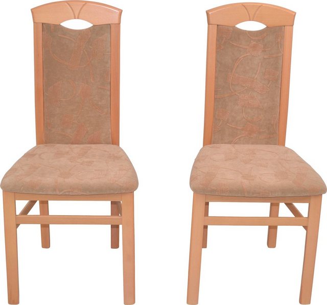Home affaire 4-Fußstuhl »Edda« (Set, 2 Stück), Gestell aus Massivholz Buche, naturfarben gebeizt und lackiert, Sitz und Rücken schaumstoffgepolstert, Stoffbezug, eingearbeitete Griffmulde im oberen Rückenteil-Stühle-Inspirationen