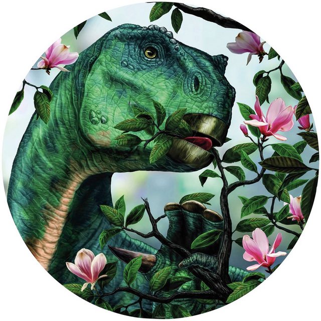 Komar Fototapete »Iguanodon eating Flowers«, glatt, bedruckt, Comic, Retro, mehrfarbig, BxH: 128x128 cm, selbstklebend-Tapeten-Inspirationen