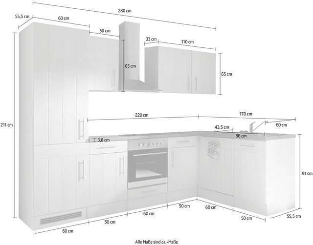 RESPEKTA Winkelküche »Ulm«, mit E-Geräten, Stellbreite 280 x 172 cm-Küchenzeilen-Inspirationen