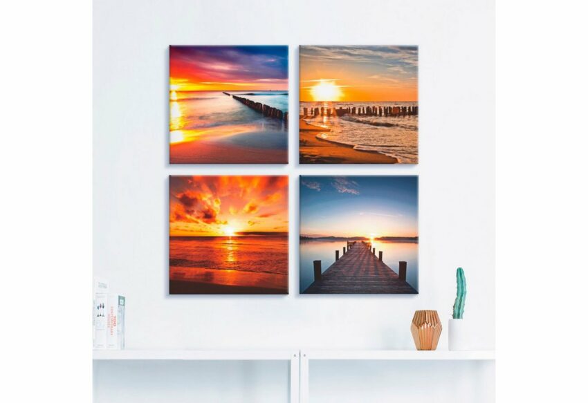 Artland Leinwandbild »Ostsee Strand Sonne Sonnenuntergang«, Strand (4 Stück)-Bilder-Ideen für dein Zuhause von Home Trends