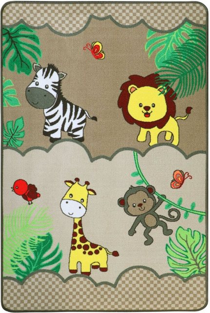 Kinderteppich »SAFARI«, Primaflor-Ideen in Textil, rechteckig, Höhe 5 mm, Motiv Tiere der Savanne, Kinderzimmer-Teppiche-Inspirationen