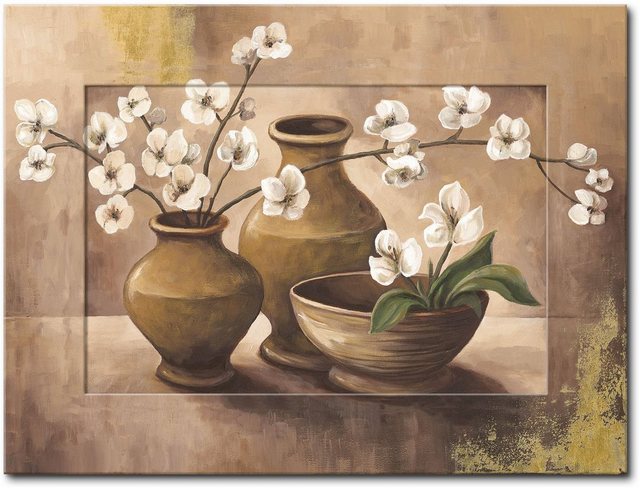 Artland Wandbild »Weiße Kirschblüten in braunen Vasen«, Vasen & Töpfe (1 Stück)-Bilder-Inspirationen