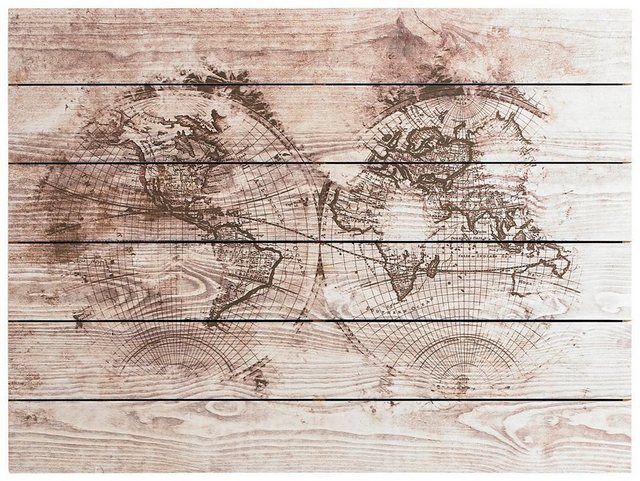 Art for the home Holzbild »Wood World Map«, Weltkarte, 80x60cm-Bilder-Inspirationen