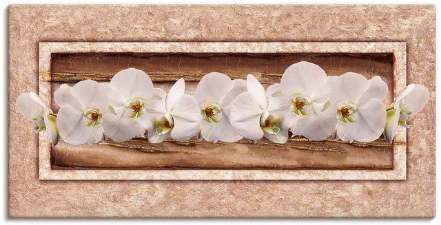 Artland Wandbild »Weiße Orchideen braun gold«, Blumen (1 Stück), in vielen Größen & Produktarten -Leinwandbild, Poster, Wandaufkleber / Wandtattoo auch für Badezimmer geeignet-Bilder-Inspirationen