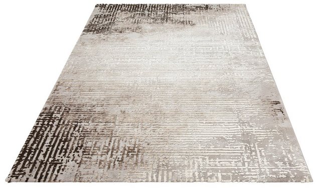 Teppich »Stella«, merinos, rechteckig, Höhe 12 mm, Hoch-Tief-Effekt durch Schrumpfgarn, Wohnzimmer-Teppiche-Inspirationen