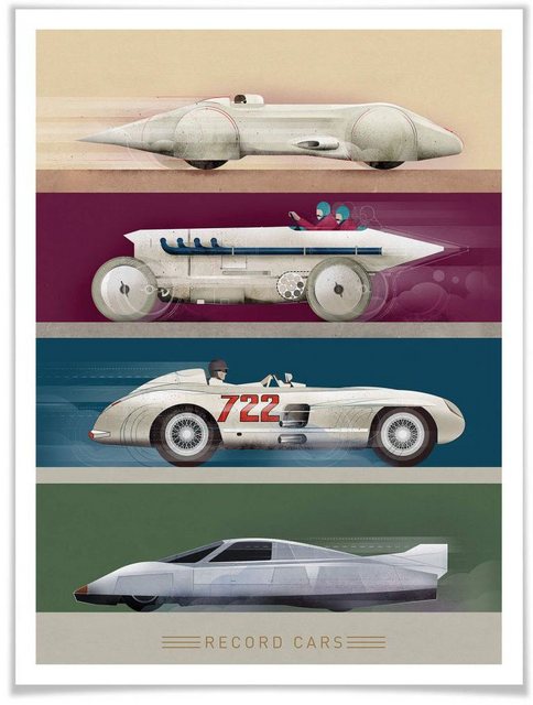 Wall-Art Poster »Vintage Auto Retro Rennwagen«, Autos (1 Stück), Poster, Wandbild, Bild, Wandposter-Bilder-Inspirationen